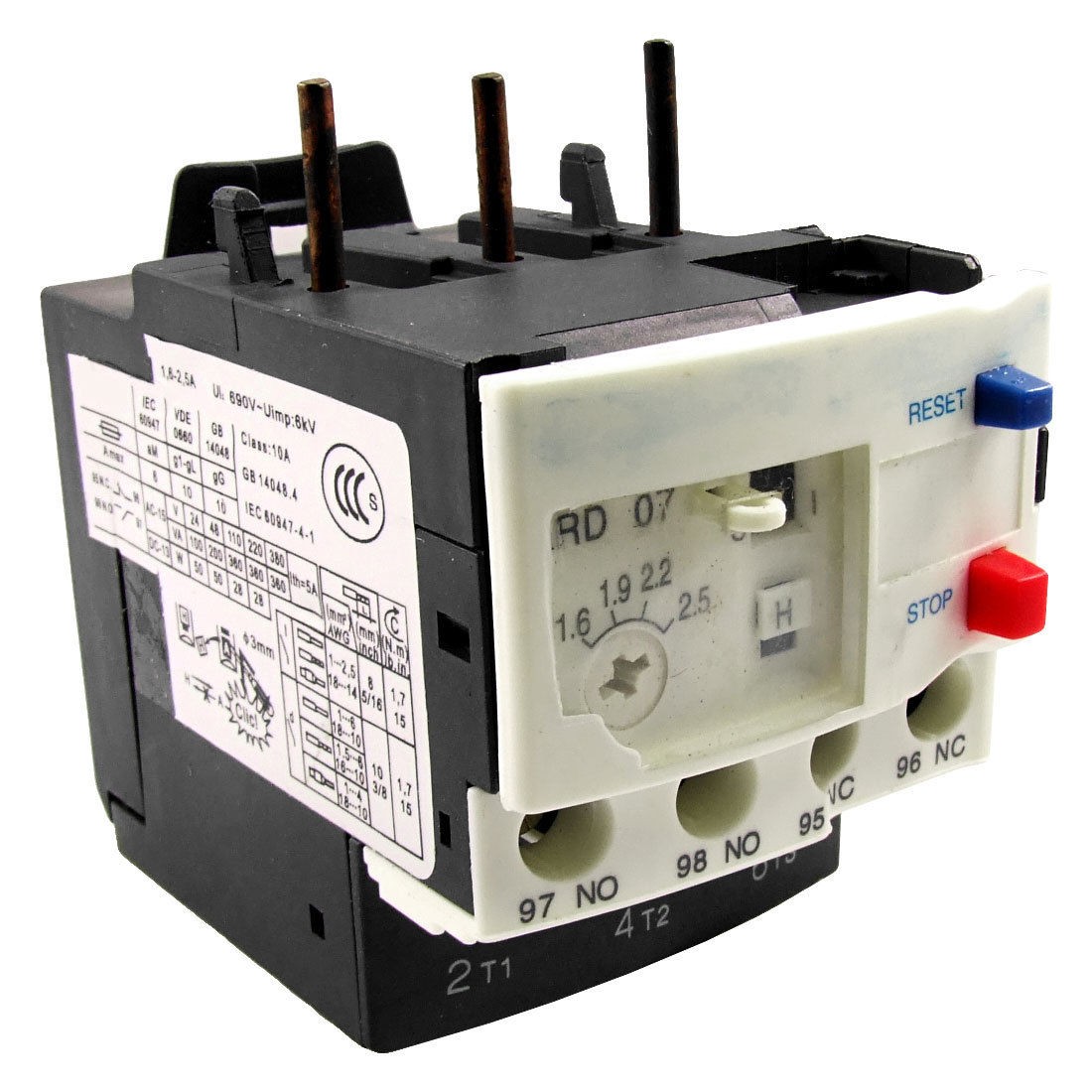 1.6-2.5A Thermal Overload Relay Motor Protector 3P 3 Pole