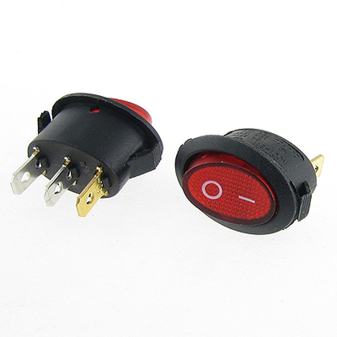 5pcs x AC 6A/250V 10A/125V 3 Pin Red Light ON-OFF SPST Oval Boat Rocker Switch