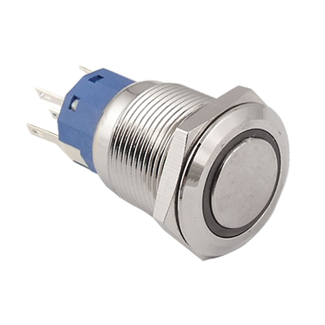 BLUE Led 19mm 12V Stainless Switch Momentary Push Button Non Lock 5 Pin SPDT