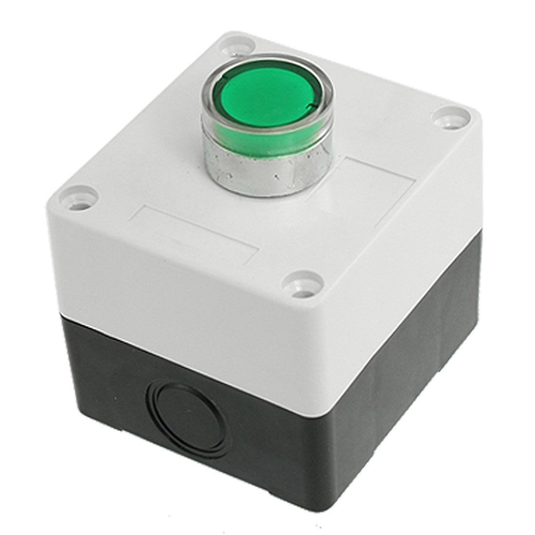 AC 110V Green Signal Light NO Momentary Push Button Switch Station Box