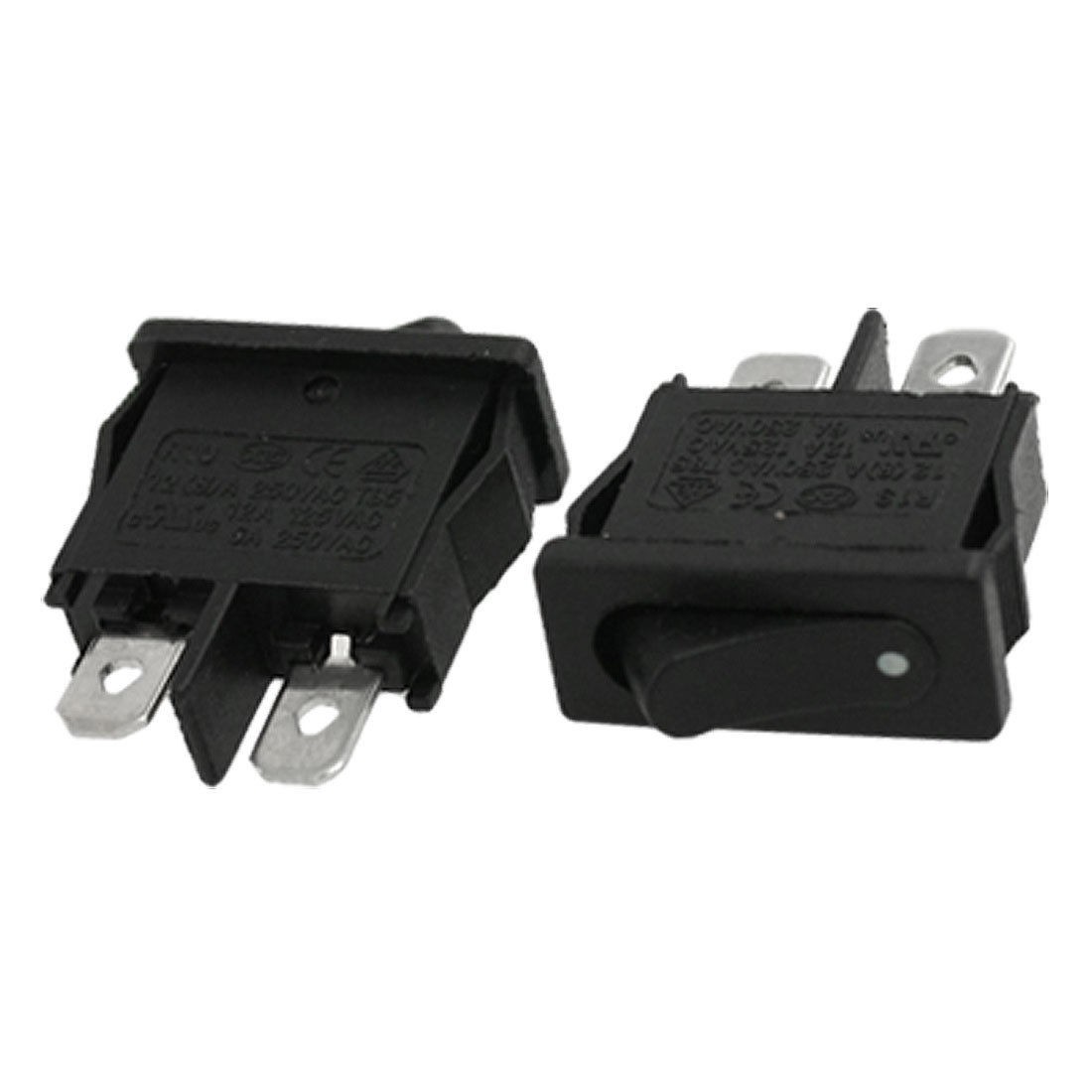 10x AC 12A/125V 6A/250V ON/OFF 2 Position SPST 2 Pin Snap in Rocker Switch Black
