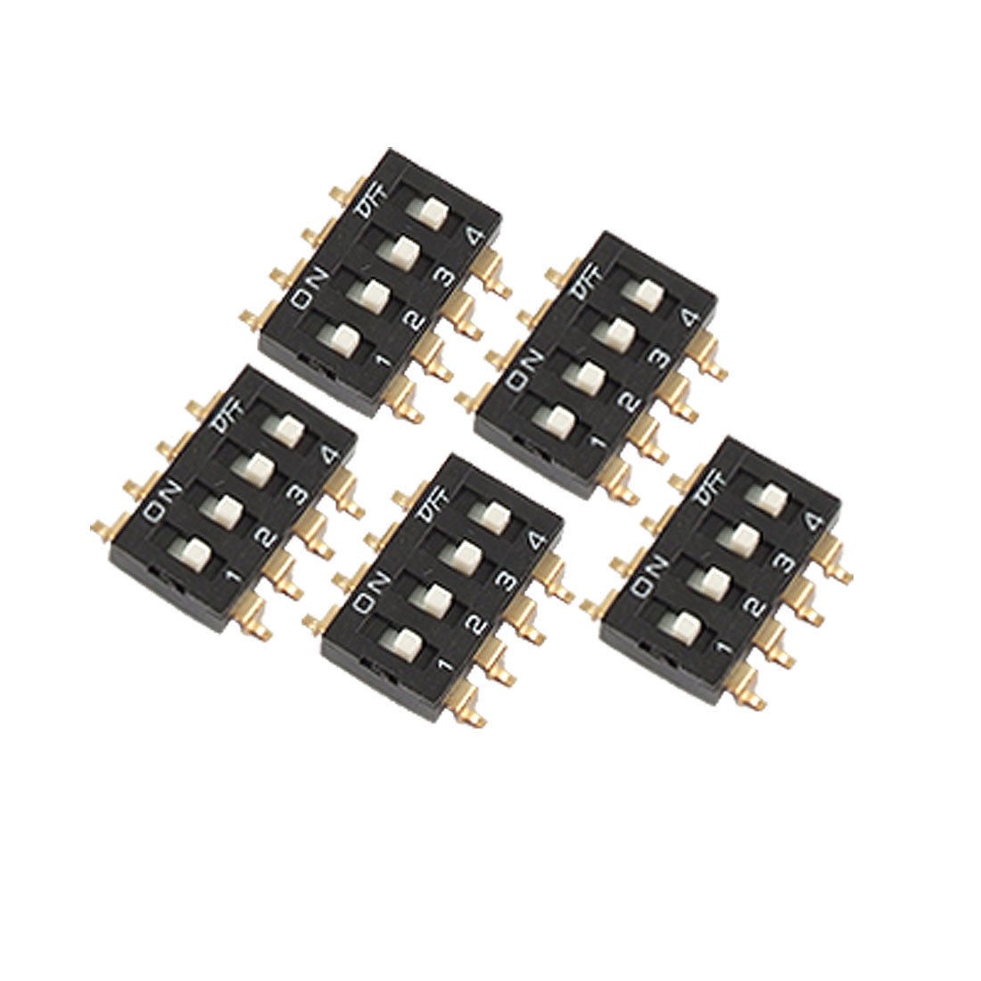 4P 0.1" Spacing SMT Type Surface Mount DIP Switch 5 Pcs
