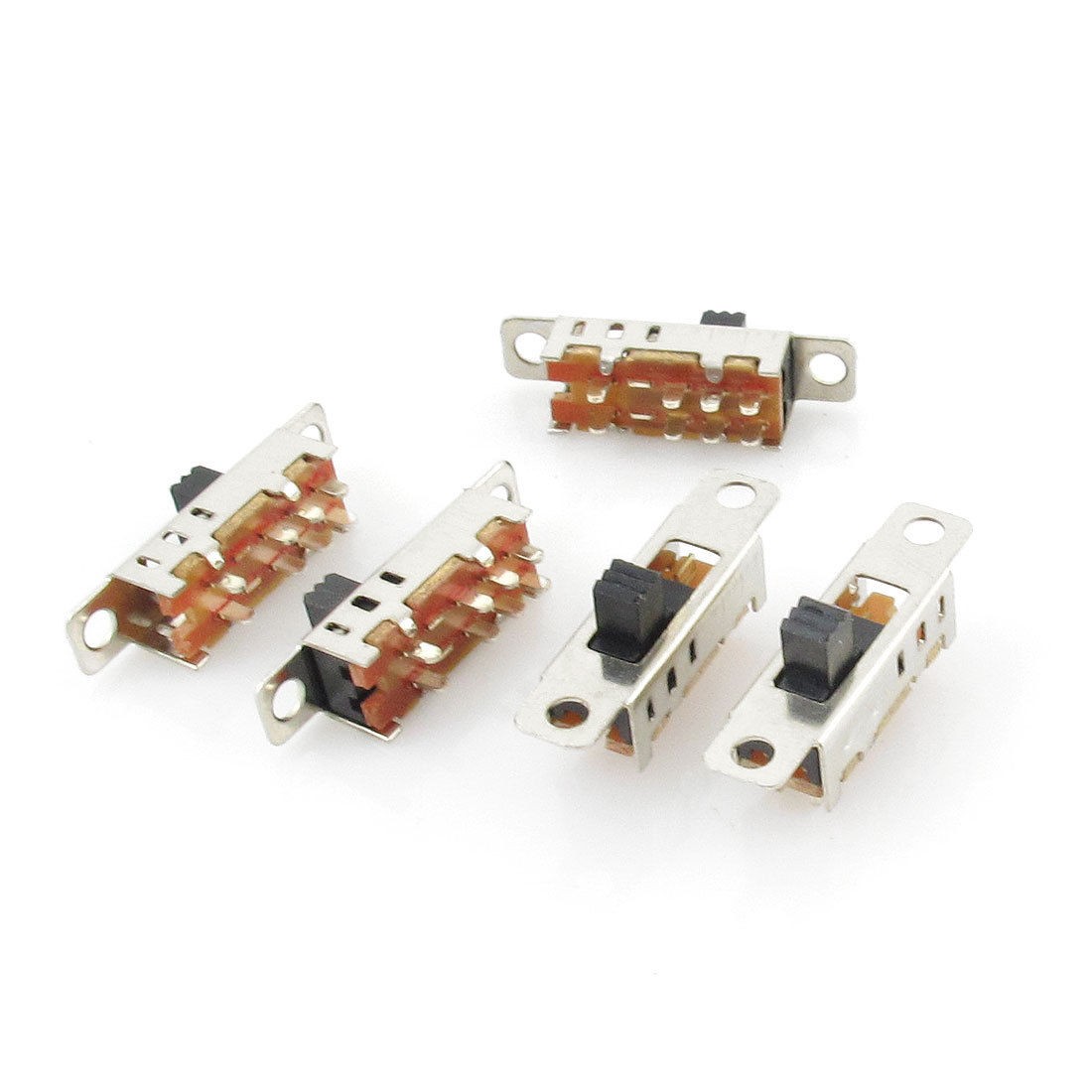 5 Pcs x 6mm High Knob 8 Pin 3 Position 2P3T DP3T Panel Slide Switch 0.5A 50V DC