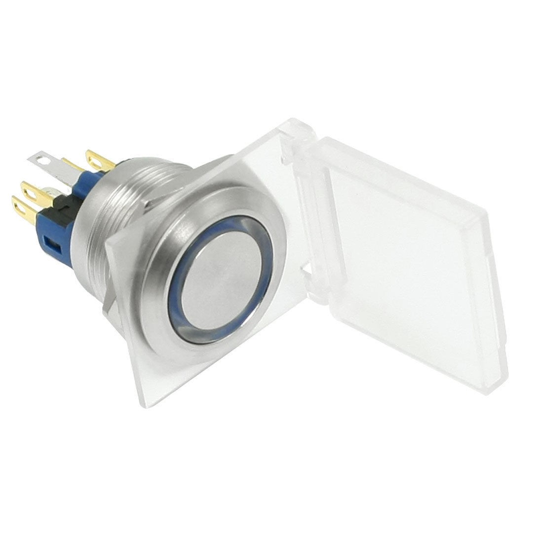 22mm 24V Momentary Blue LED Stainless Push Button Switch 1 NO 1 NC