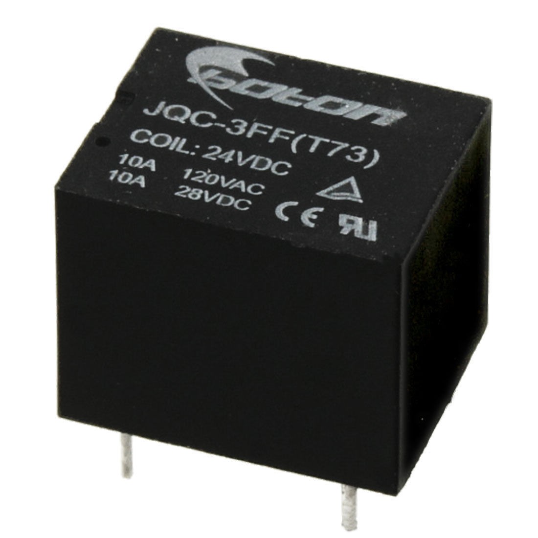 Coil Voltage DC 24V 10A Mini Power Relay Black JQC-3FF(T73)