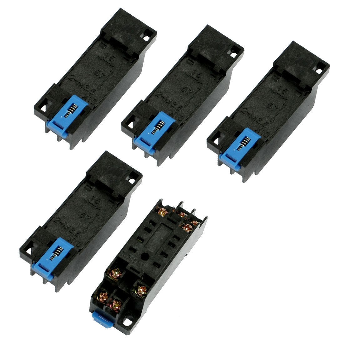 DYF08A DIN Rail Mount 8 Terminals Relay Socket Base 5 Pcs