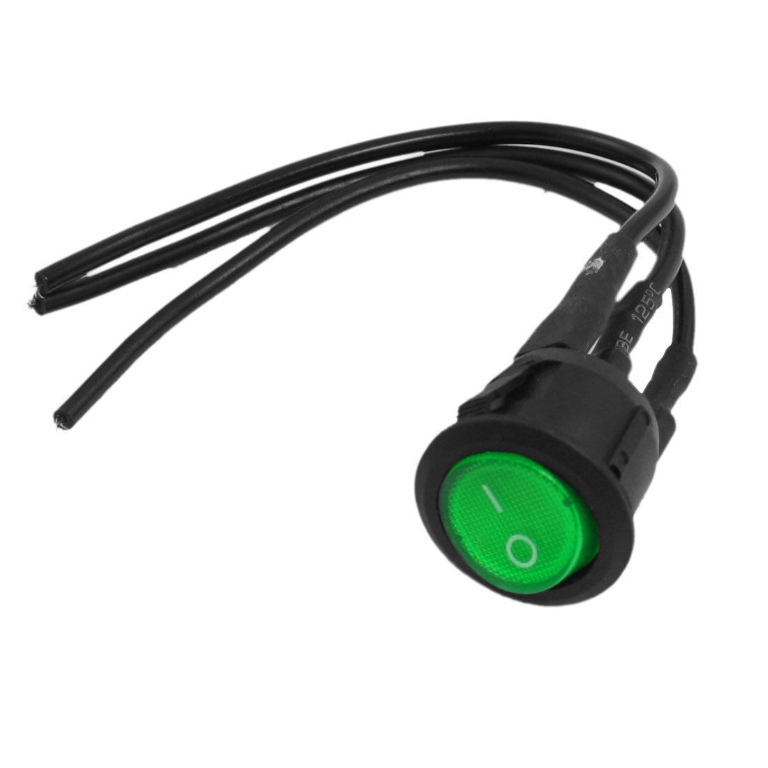 AC 250V 6A 10A 125V SPST 3 Pin ON/OFF Rocker Boat Switch w Green Indicator Light