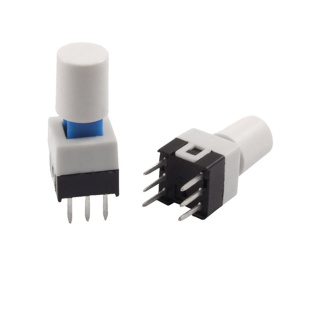 10 Pcs 7 x 7mm x 16mm PCB Latching Tact Tactile Push Button Switch 6 Pin w Cap