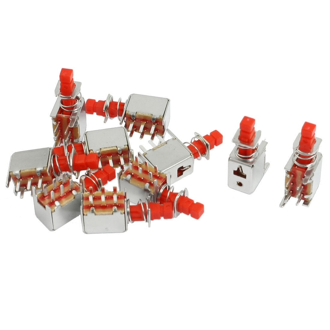 10 Pcs 6P DIP Through Hole Red Push Button Latching Tactile Tact Switch