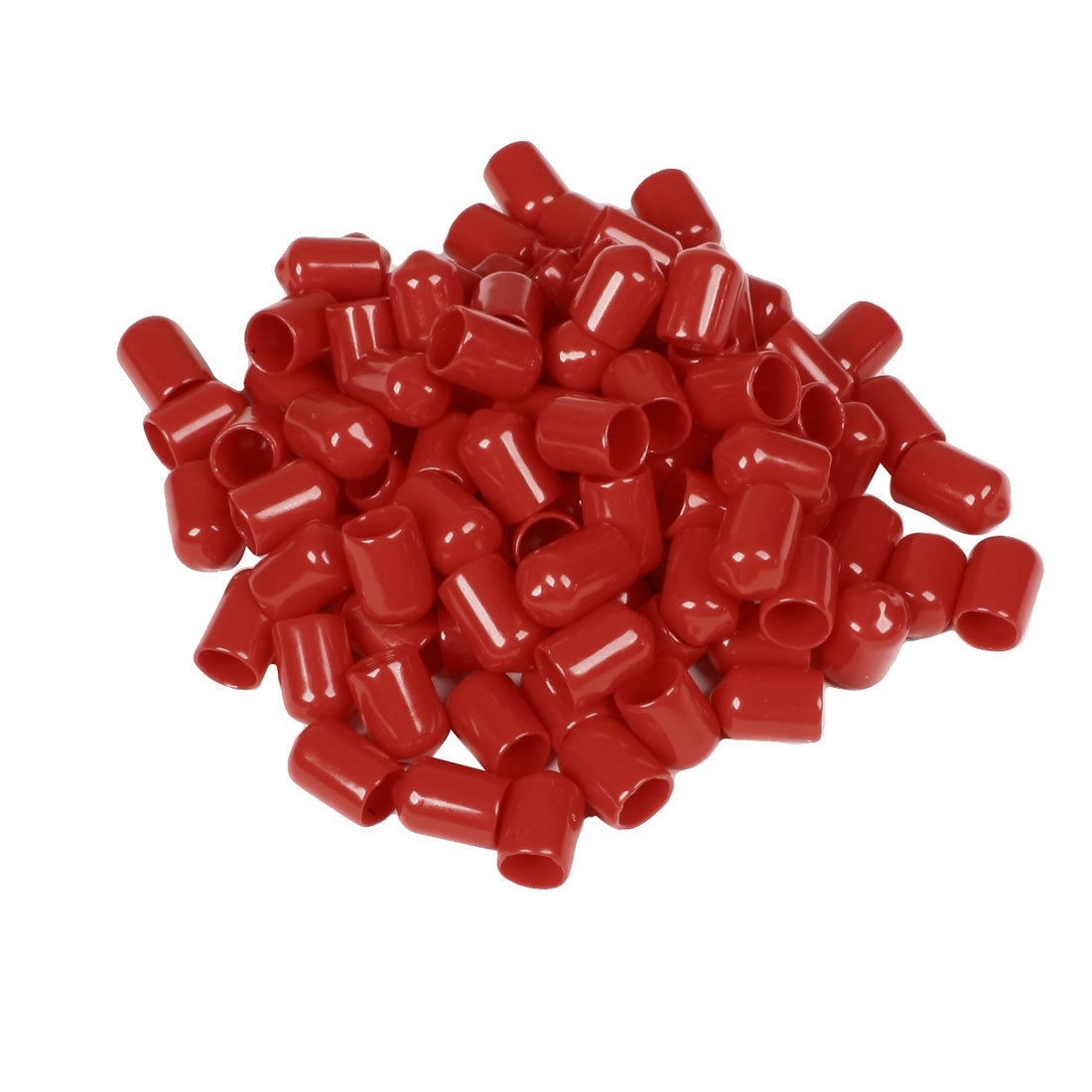 100 Pcs 17mm Height 10mm Inner Dia Round Tip Red PVC Insulated End Caps