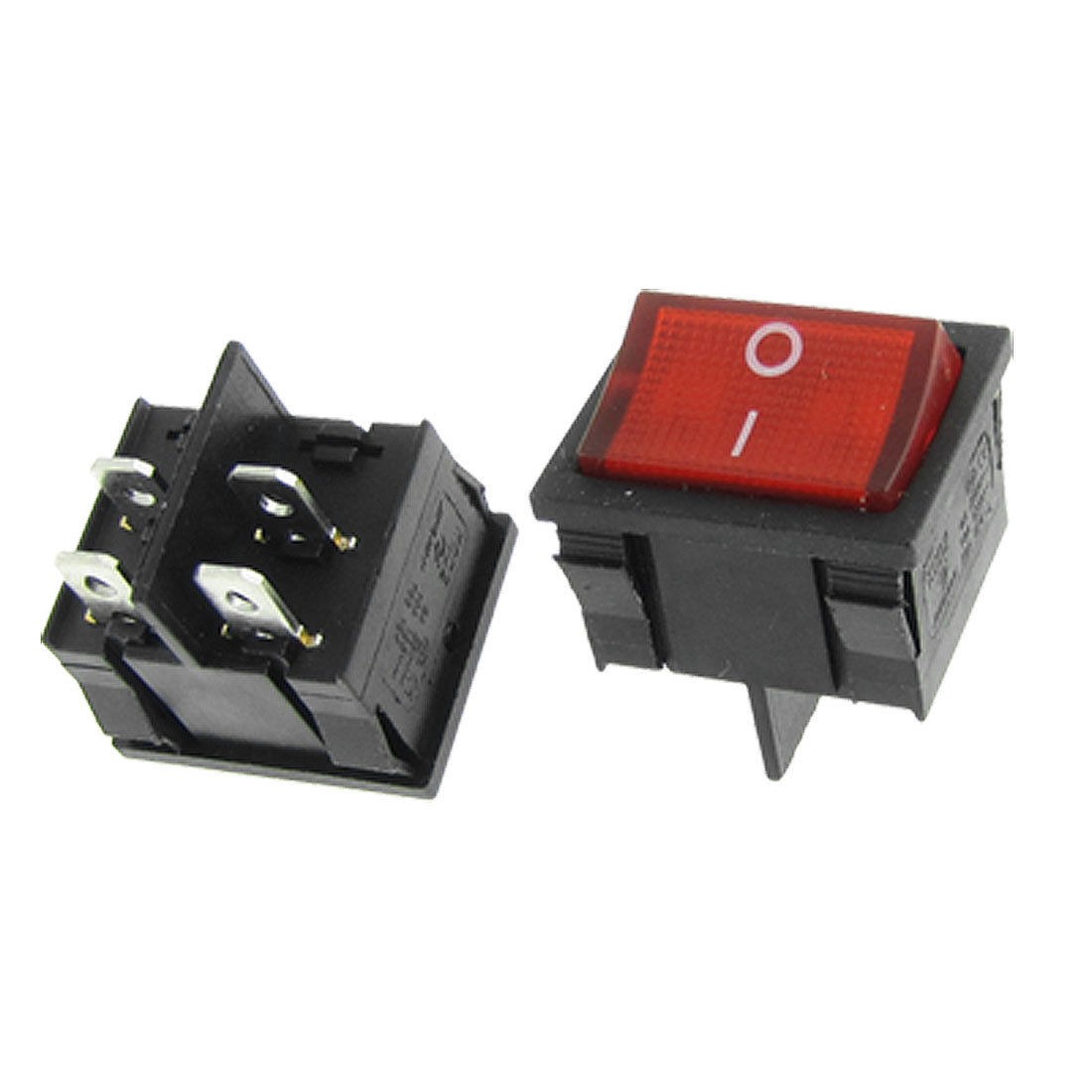 2pcs Red Light 4 Pin DPST ON/OFF Snap In Rocker Boat Switch 6A/250V 10A/125V AC