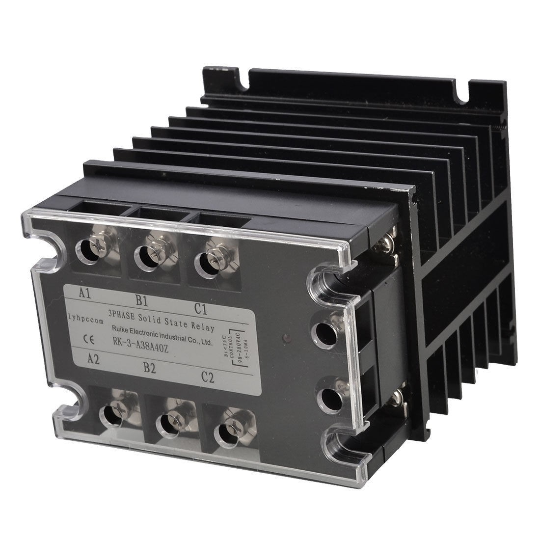 AC 90-280V to AC 380V 40A Three Phase SSR Solid State Relay w Heat Sink