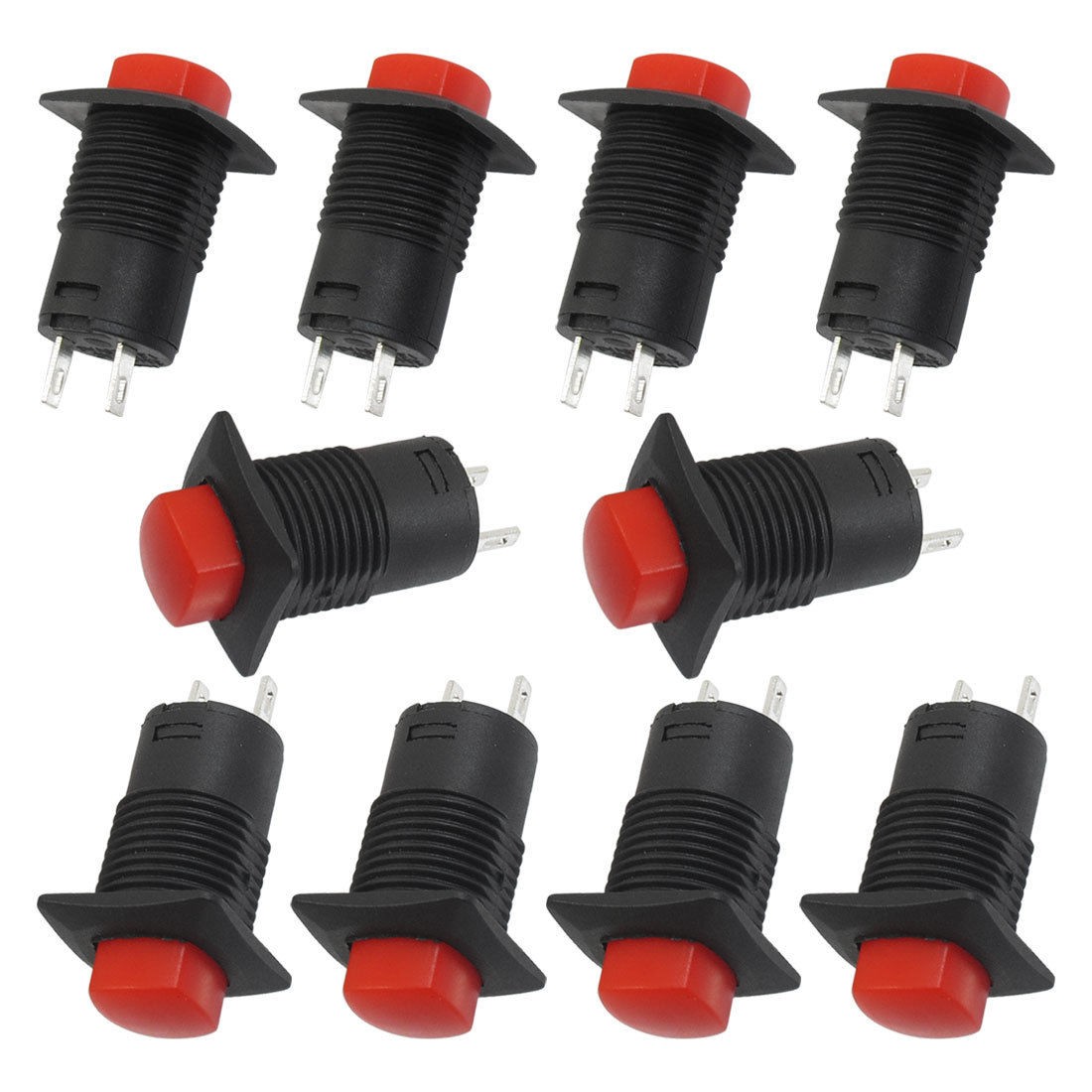 10 Pcs Red Button Momentary Pushbutton Switch SPST AC 125V/3A 1.5A/250V
