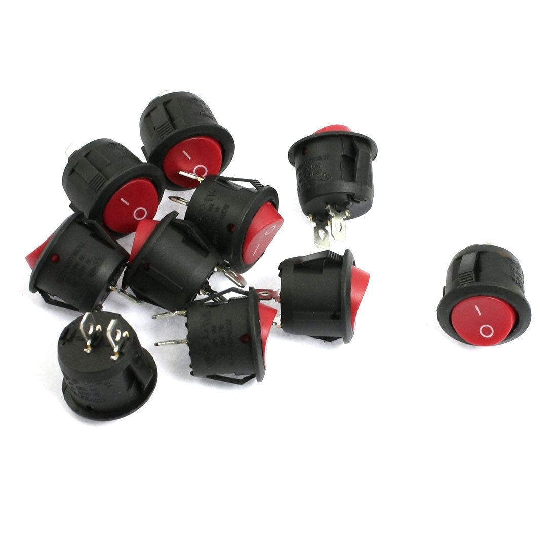 10 x Round 125V/10A 250V/6A 2 Pin SPST ON-OFF Rocker Boat Switch