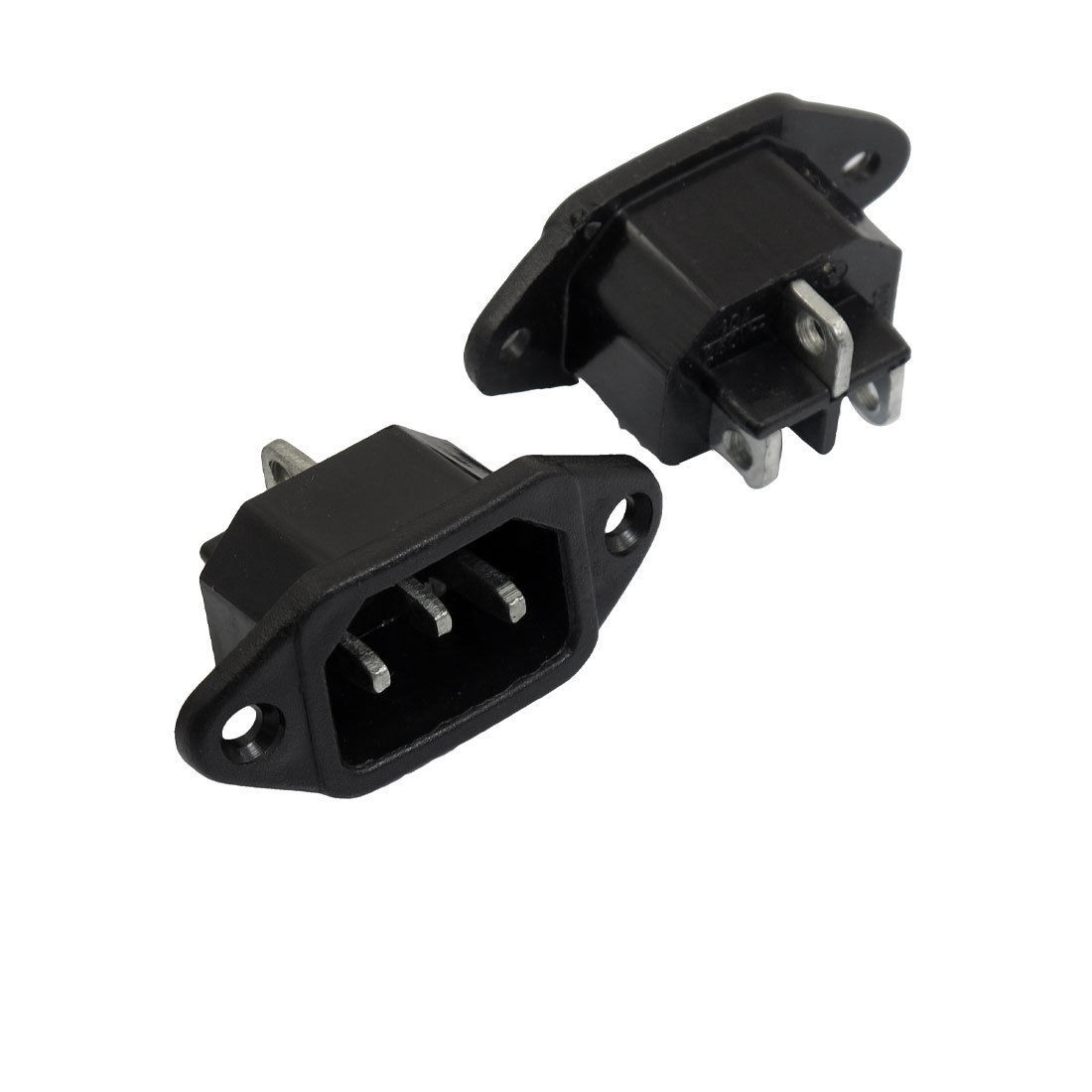 10 Pcs AC 250V 10A 3 Terminals C14 Male Plug Power Inlet Socket Connector Black