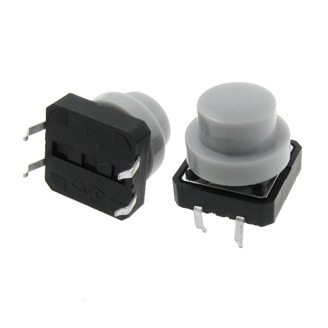 10 Pcs Momentary Tactile Push Button Switch 12 x 12 x 12mm 4 Pin DIP w Gray Cap