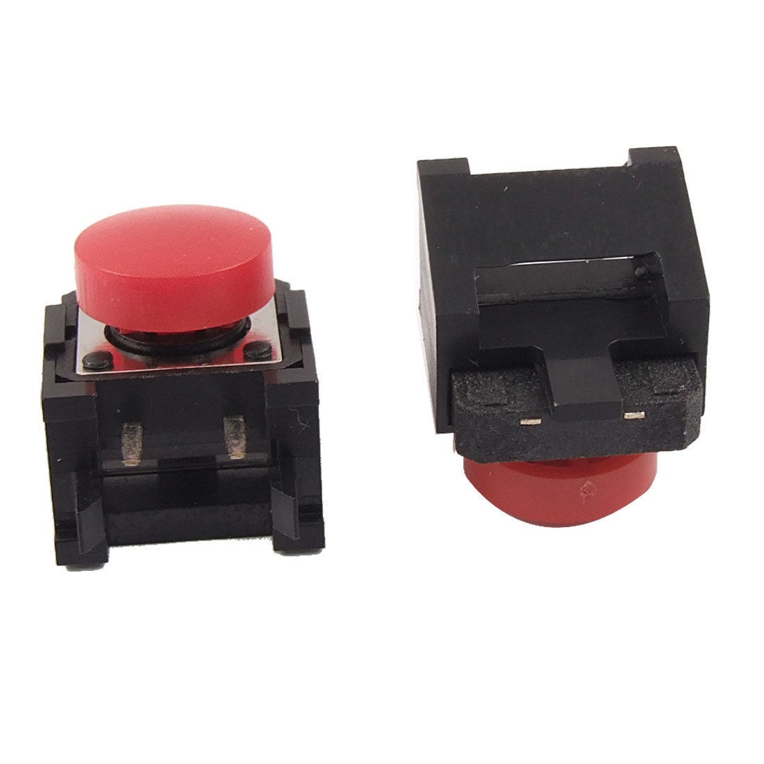 2 Pcs Momentary Tactile Push Button Switch Right Angle 12 x 12mm x 8mm w Red Cap