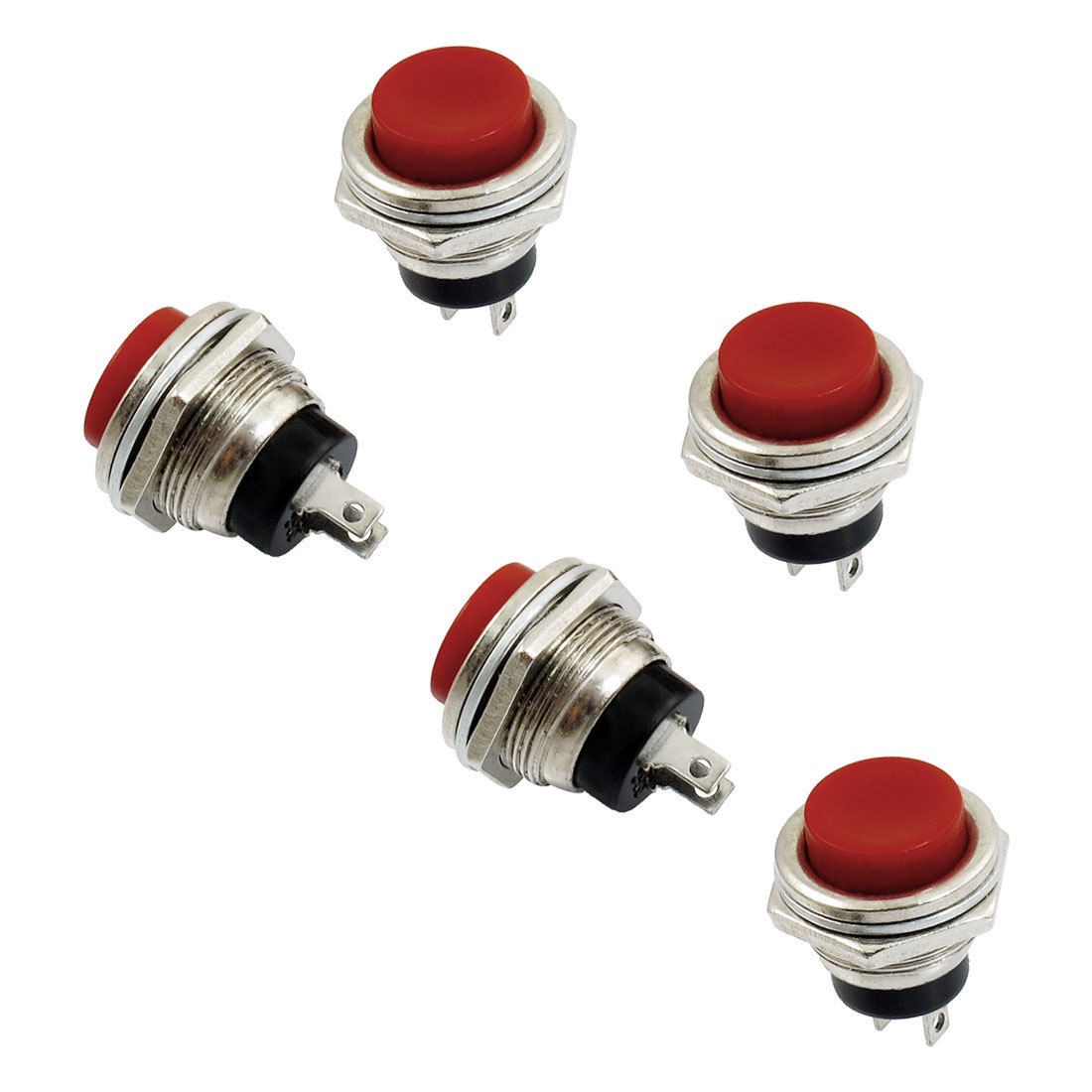 5 x Momentary SPST NO Red Round Cap Push Button Switch AC 125V 3A