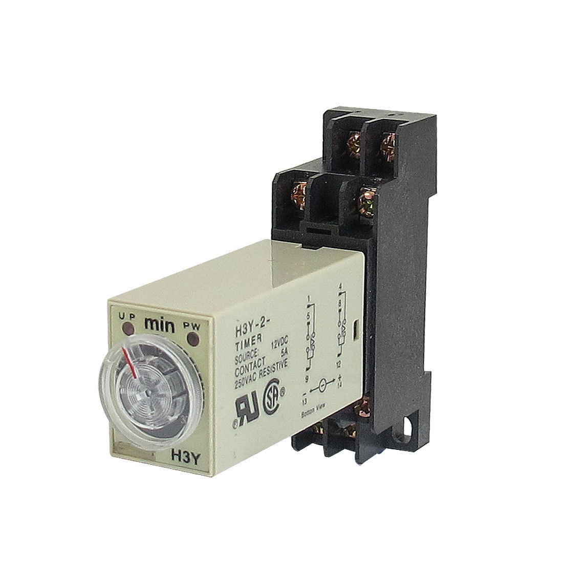 DC 12V H3Y-2 0-30Min DPDT 8 Pins Power on Time Delay Relay w Base