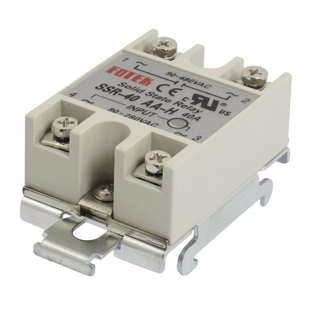 AC 80-280V Temperature Control Solid State Relay w DIN Rail Base 40A SSR-40AA-H