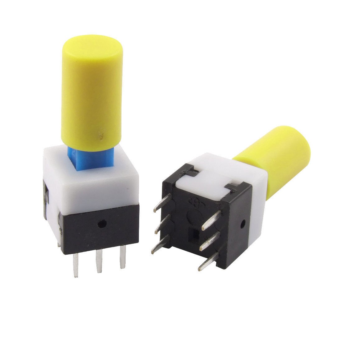 10 Pcs 8 x 8mm x 21mm Latching Tactile Tact Push Button Switch Self Lock w Cap