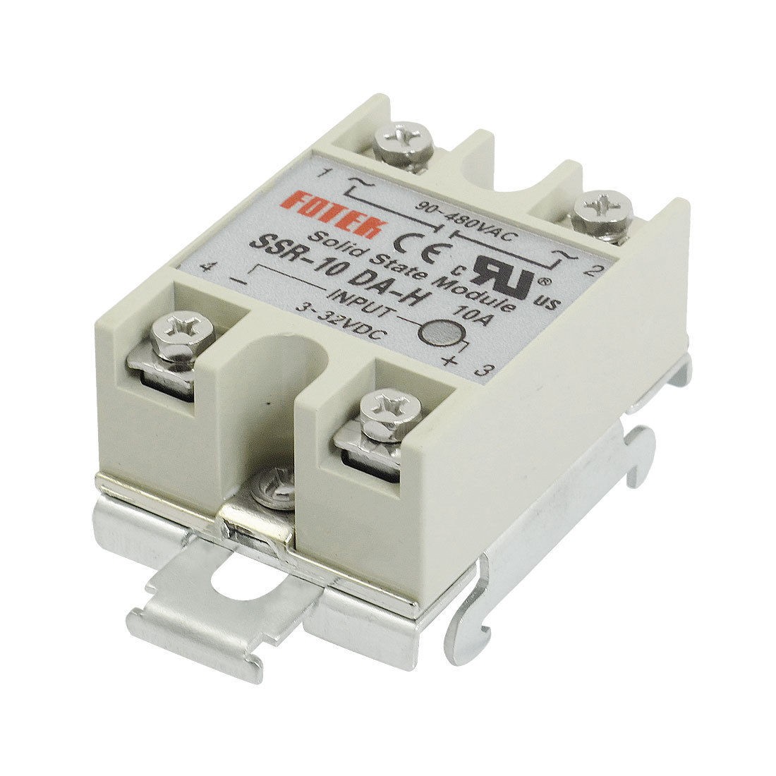 DIN Rail Mount Single Phase SSR-10DA-H Solid State Relay 10A 3-32VDC 90-480VAC