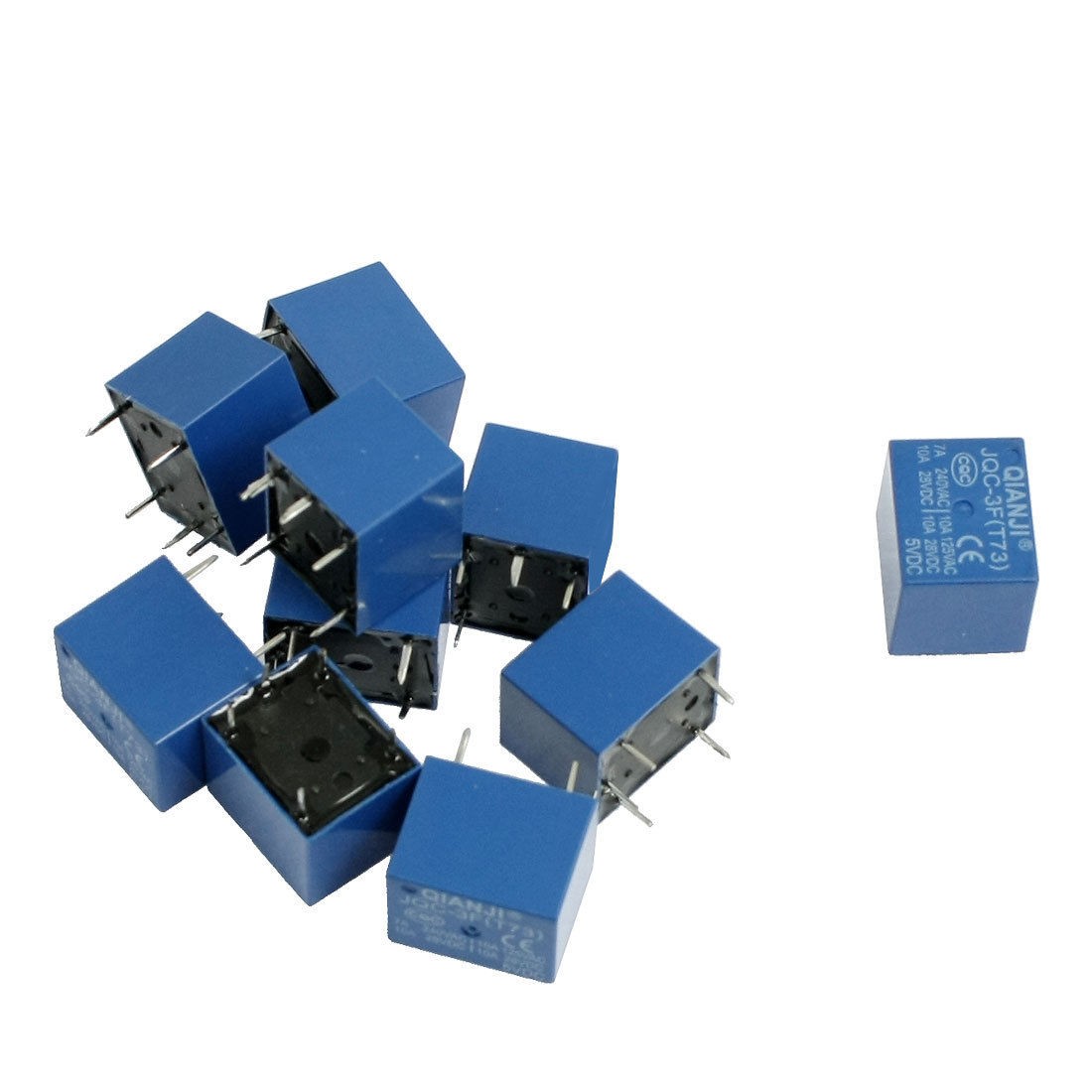 10 Pcs DC 5V Coil 7A 240VAC 10A 125VAC/28VDC 5 Pins SPST Power Relay JQC-3F