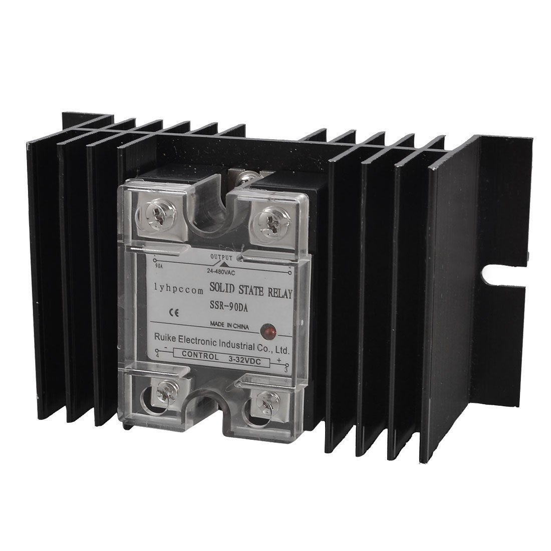 DC to AC 3-32VDC 24-480VAC Solid State Relay SSR 90A SSR-90DA w Heat Sink