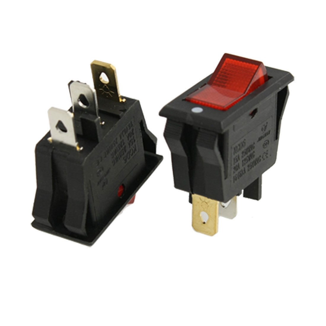 AC 15A/250V 20A/125V Red Light ON-OFF SPST Snap in Boat Rocker Switch x 5pcs