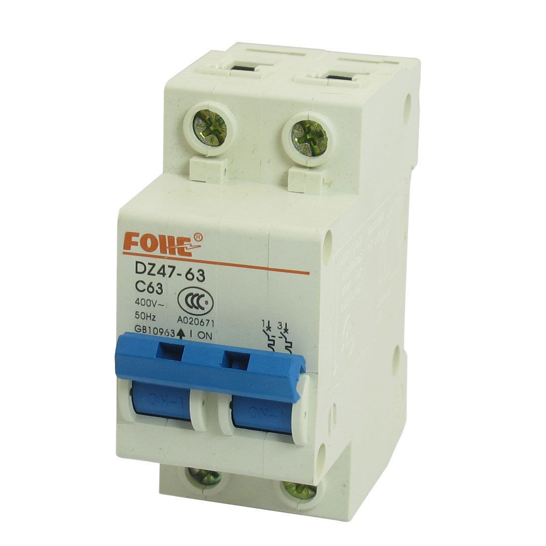 AC 400V 63A 2 Pole 2P On-Off Switch Miniature Circuit Breaker DZ47-63 C63