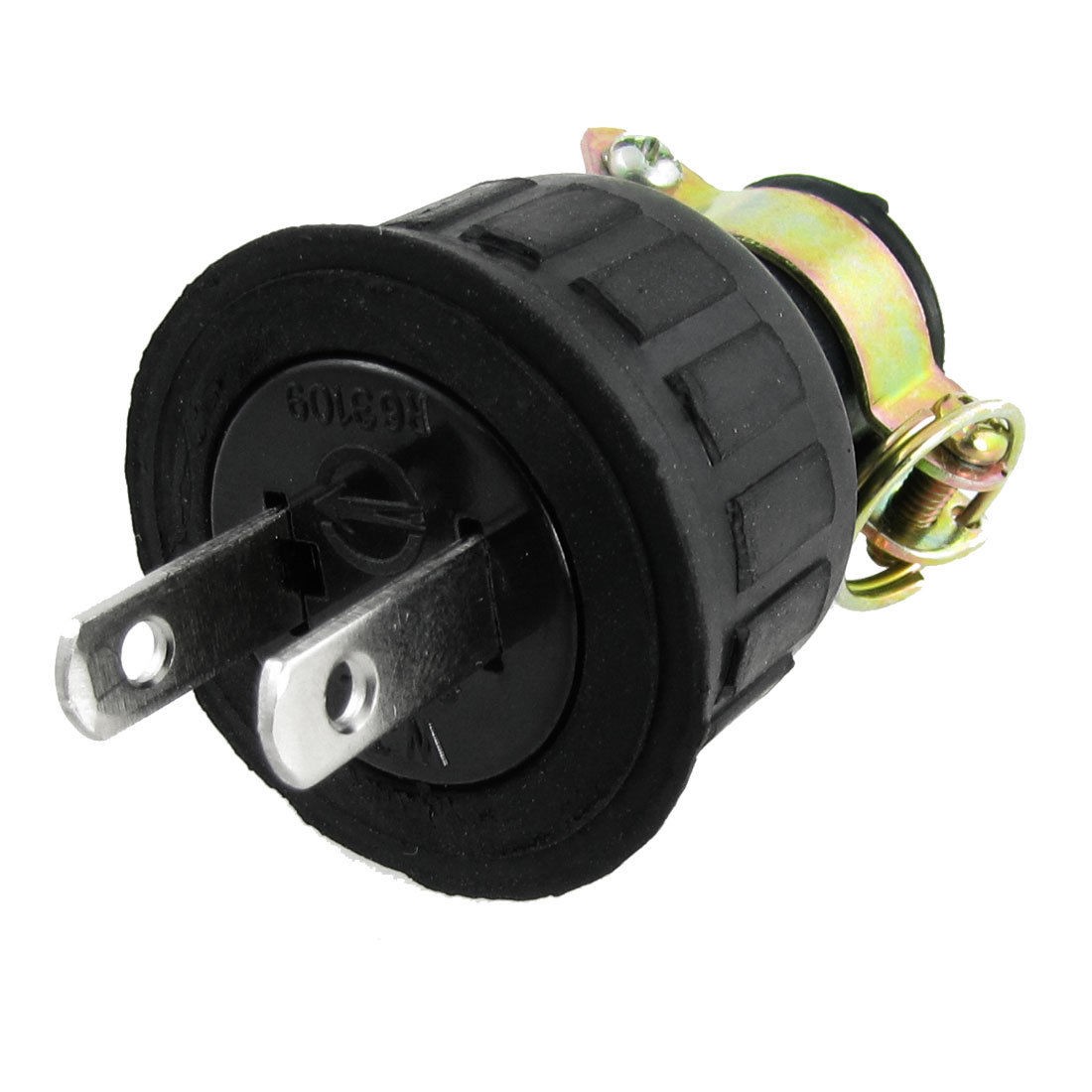 Black Rubber WJ2215 AC 125V 15A 2 Pin US Type Plug