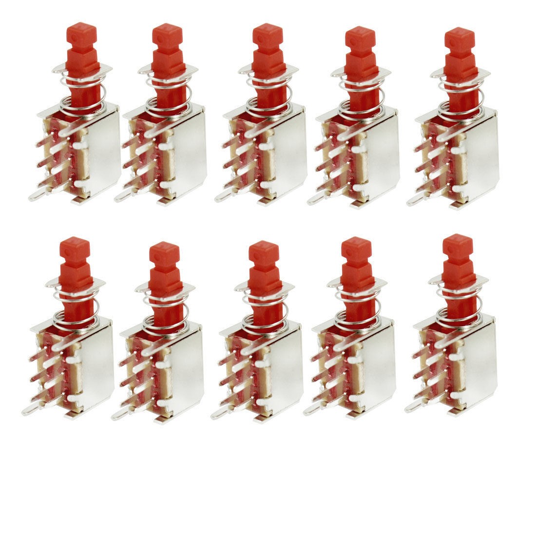 10 Pcs Self Lock Latching Uni-Direction PCB Push Button Switch DPDT 6 Pin