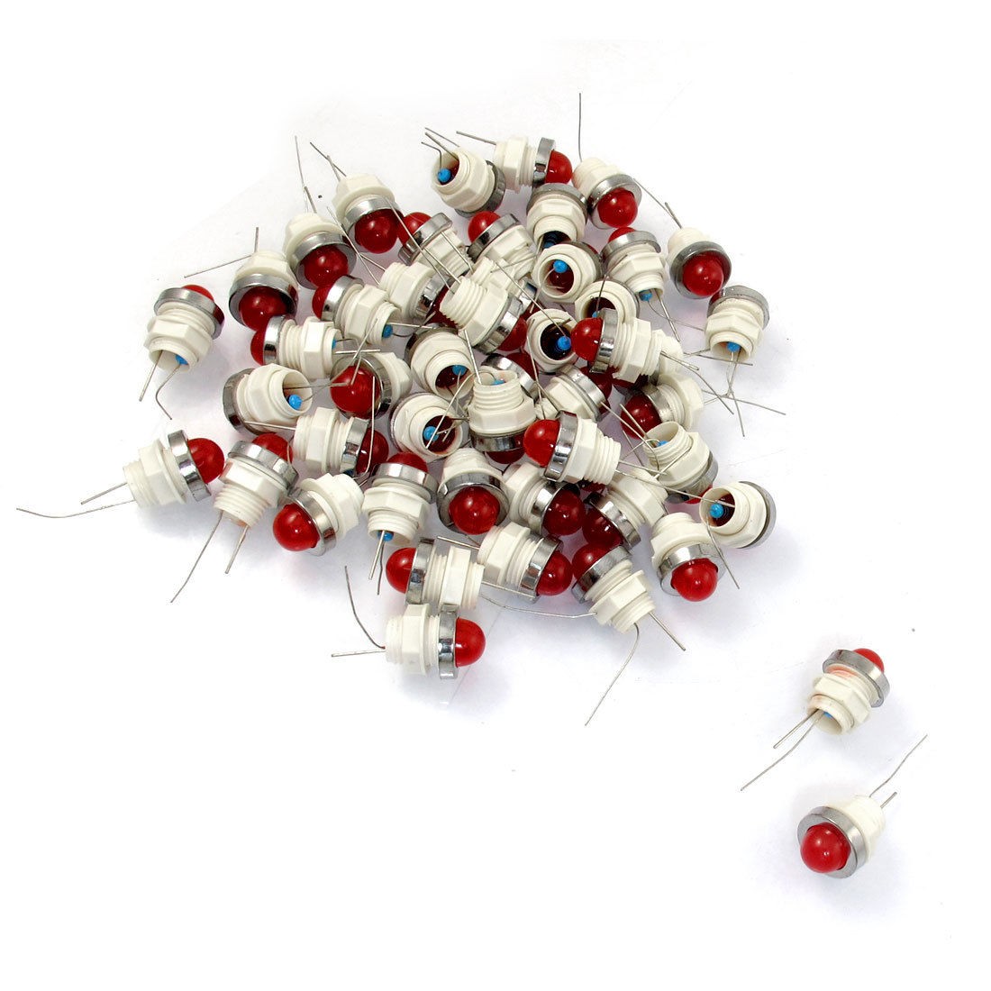 50 Pcs DC 24V 2 Pins 10mm Mount Hole Red Round Head LED Indicator Pilot Light