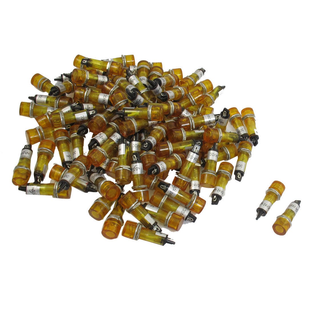 100 Pcs DC 24V 10mm Orange Illuminated Signal Indicator Light Pilot Lamp XD10-3