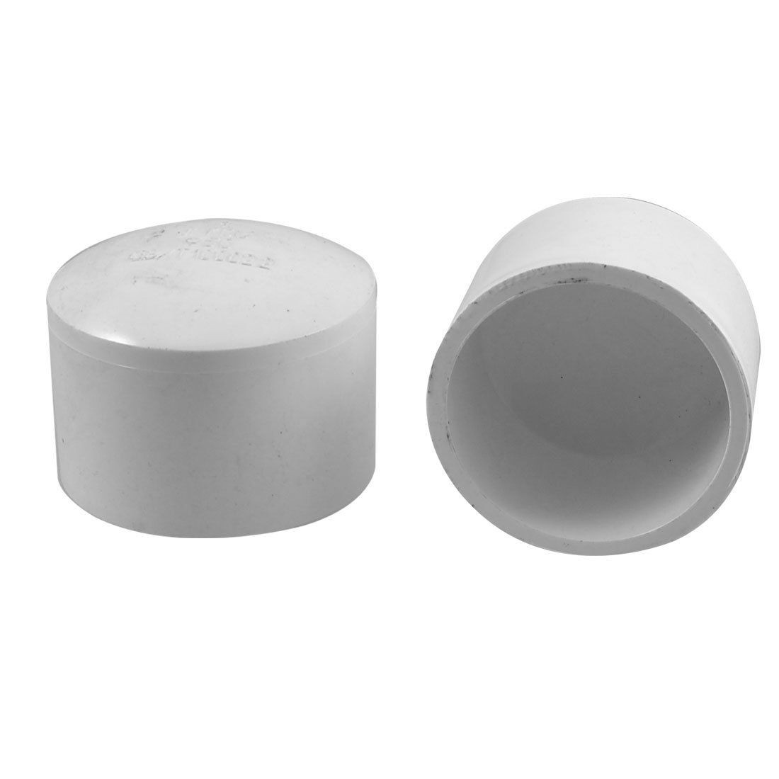 50mm White PVC Hose Tube End Fitting Adapter Caps 2 Pcs