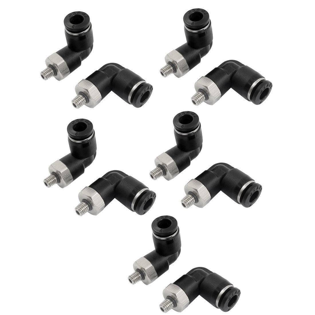 10 Pcs Pneumetic 6mm to 5mm Male Thread One Touch Elbow Quick Fittings