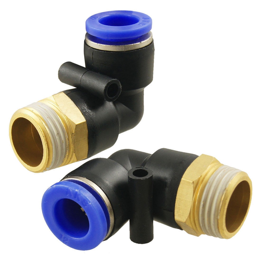 2 Pcs 1/2" Male Thread to 12mm Elbow Pneumatic Connector Fittings