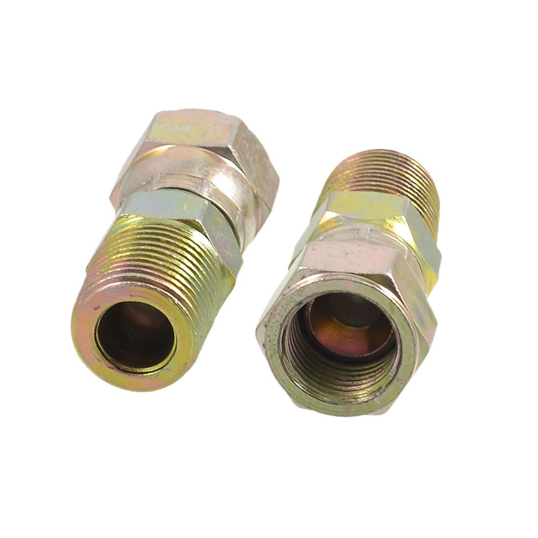 2 x 3/8" Male Thread to 13mm Hex Nut Straight Hydraulic Adapters Connectors