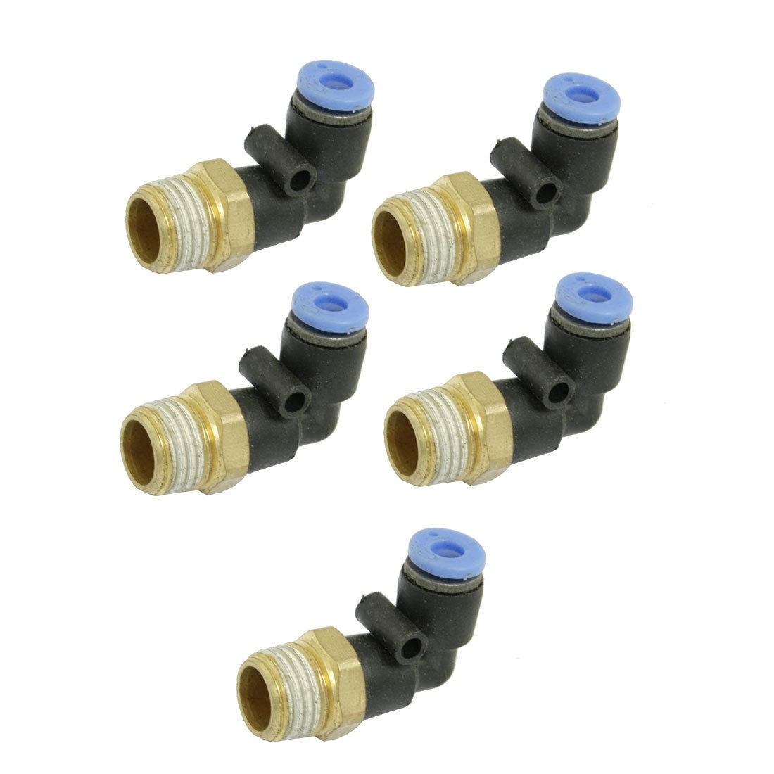 5 Pcs Pneumatic 4mm Hole 1 4" PT Thread Quick Fitting Connector