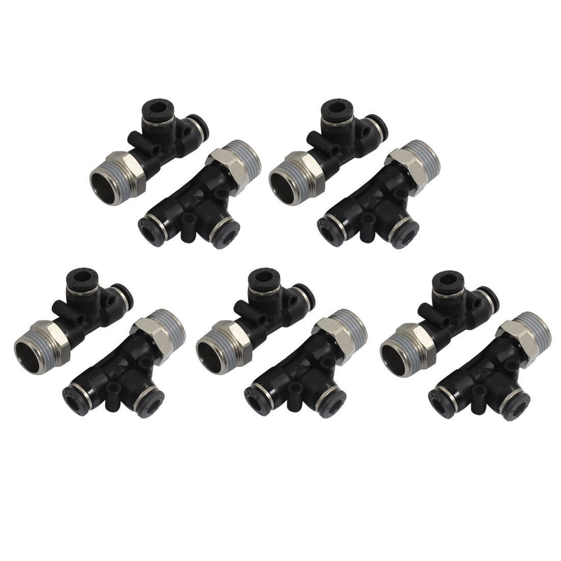 10 Pcs 3 8" PT Male Thread 6mm Pneumatic Push in Fittings T Joint Connectors