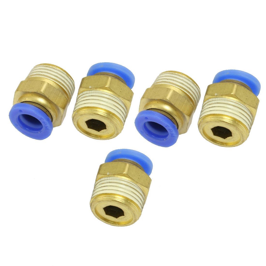 5 Pcs 8mm Tube 3 8" Thread Brass Quick Connector Pneumatic Air Fittings
