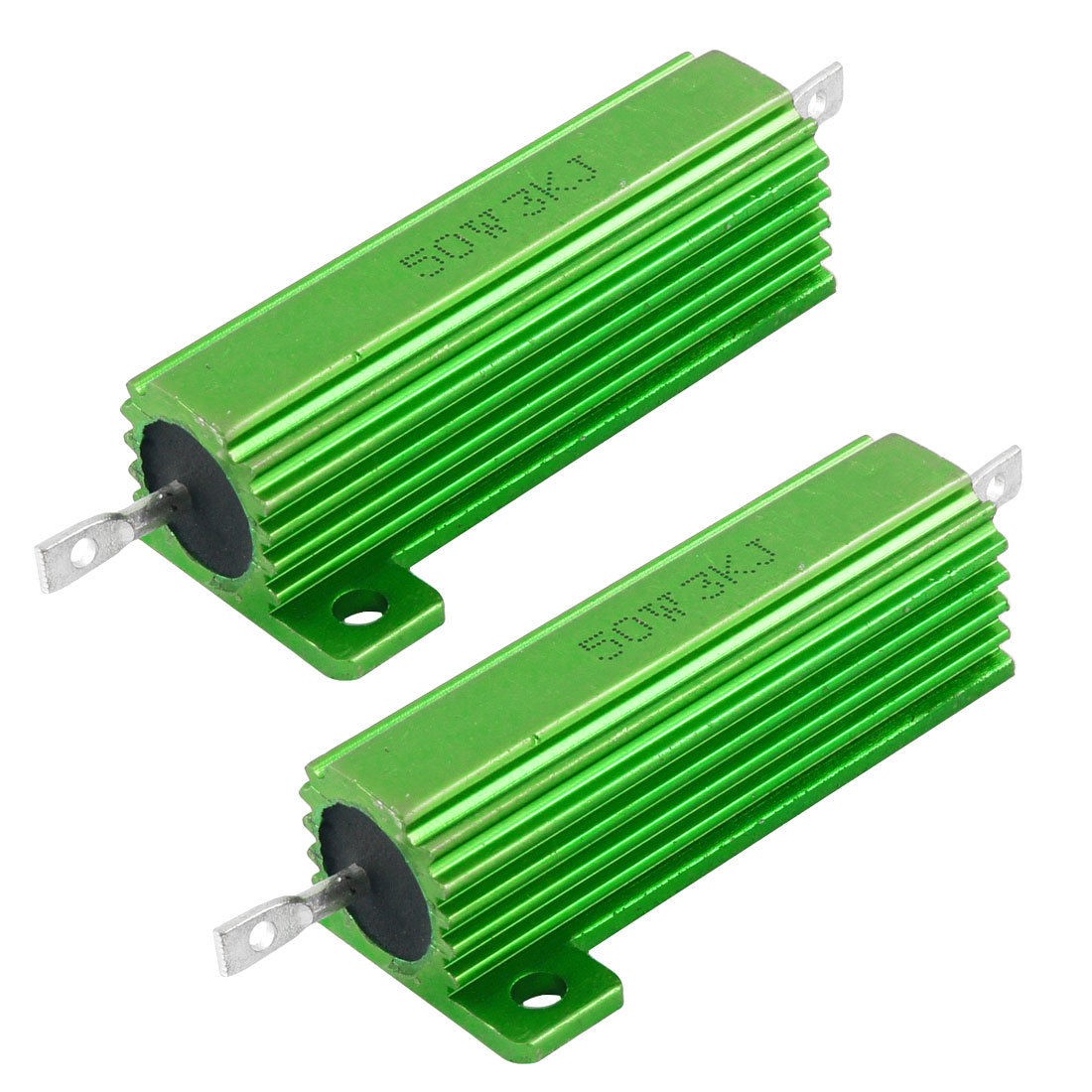 50W 3K Ohm Screw Tap Mounted Aluminum Housed Wirewound Resistors 2 Pcs