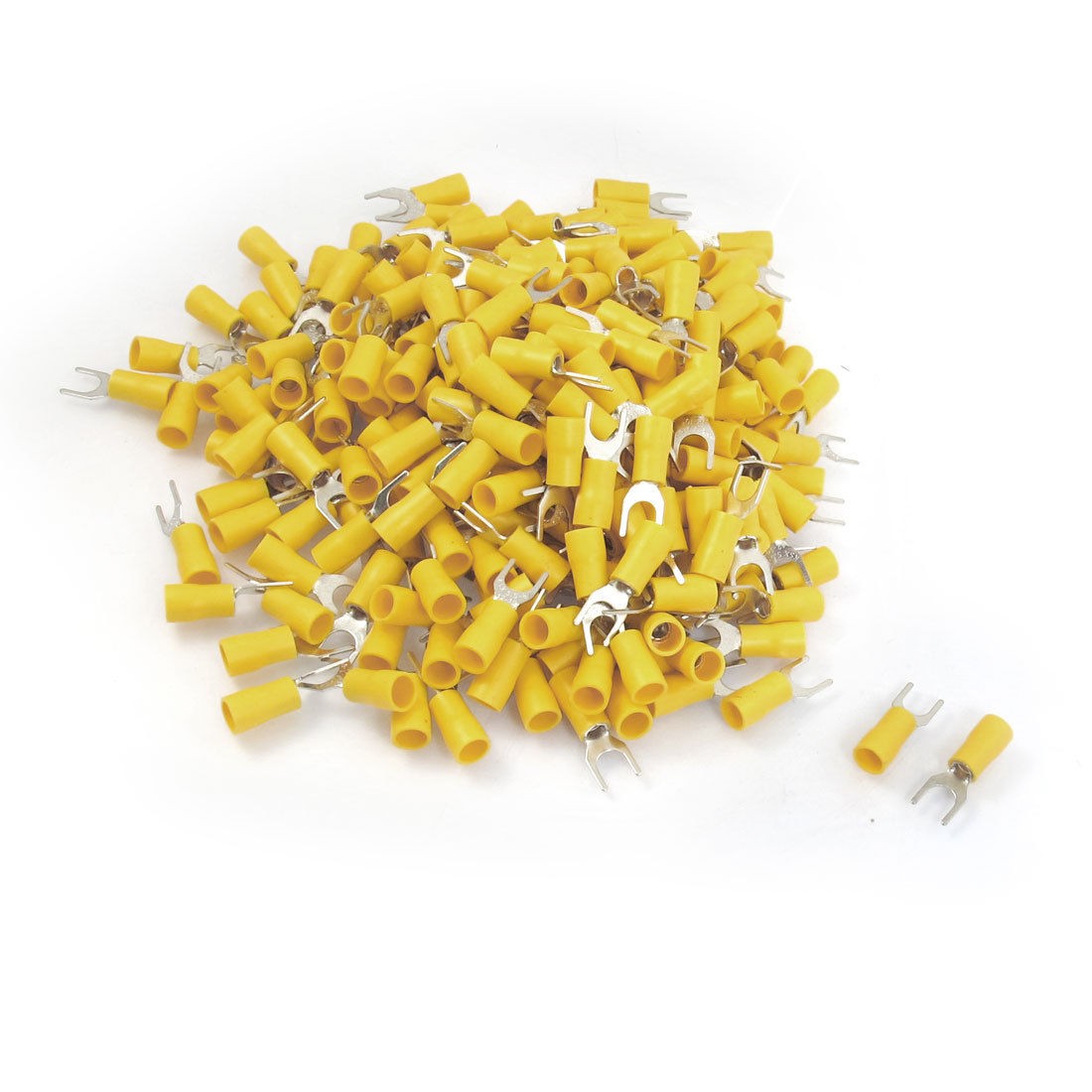 12-10 AWG Yellow PVC Sleeve Insulating Fork Terminals Connector 500 Pcs