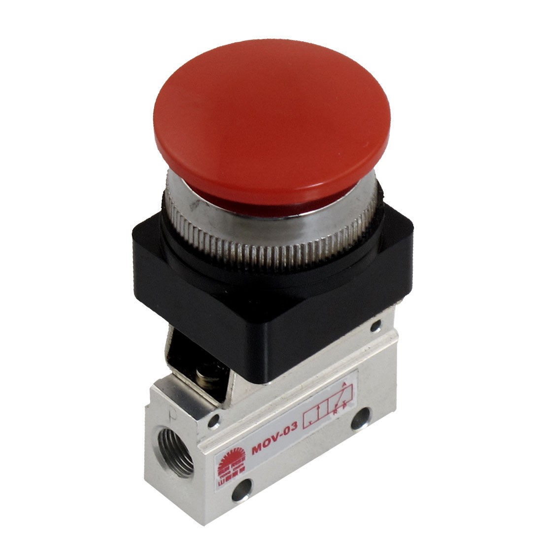 9.5mm Thread 3/2 Way Momentary Red Mushroom Button Air Mechanical Valve