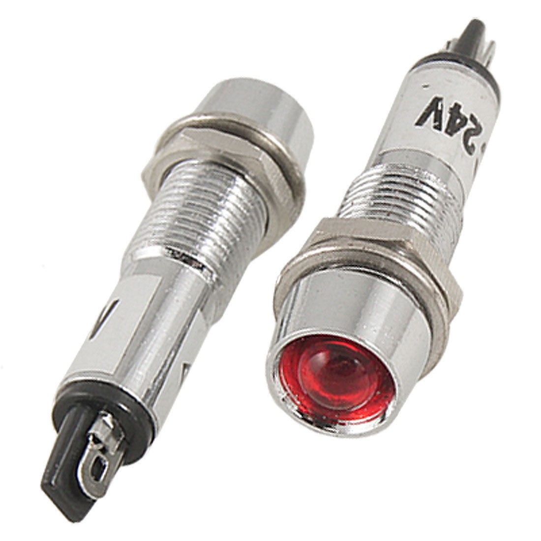 5 Pcs DC 24V 2 Pins Recessed Red Pilot Light Signal Indicator Light Edujt