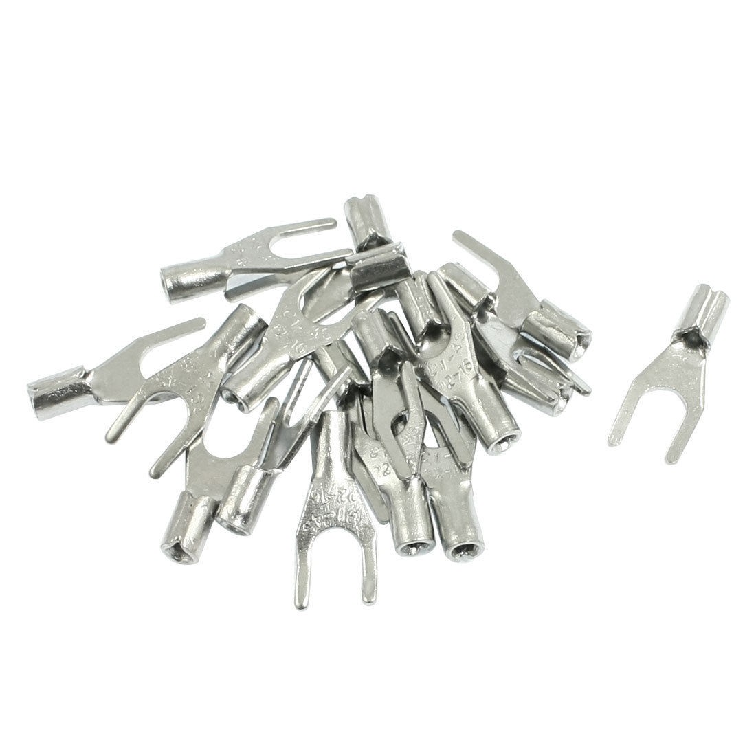 20 Pcs Cable Connector Lug Non Insulated Fork Crimp Terminal 4mm
