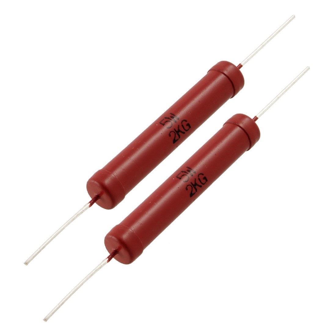 5W Power Rating 2K Ohm 2% Glass Glaze High Voltage Resistor 2 Pcs