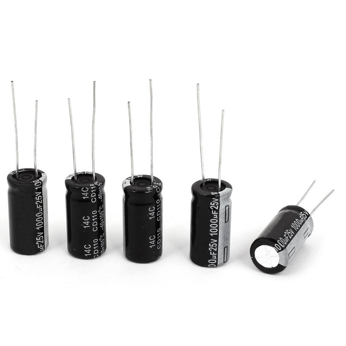 5 x 25V 1000uF 105C Radial Electrolytic Capacitor 10x20mm