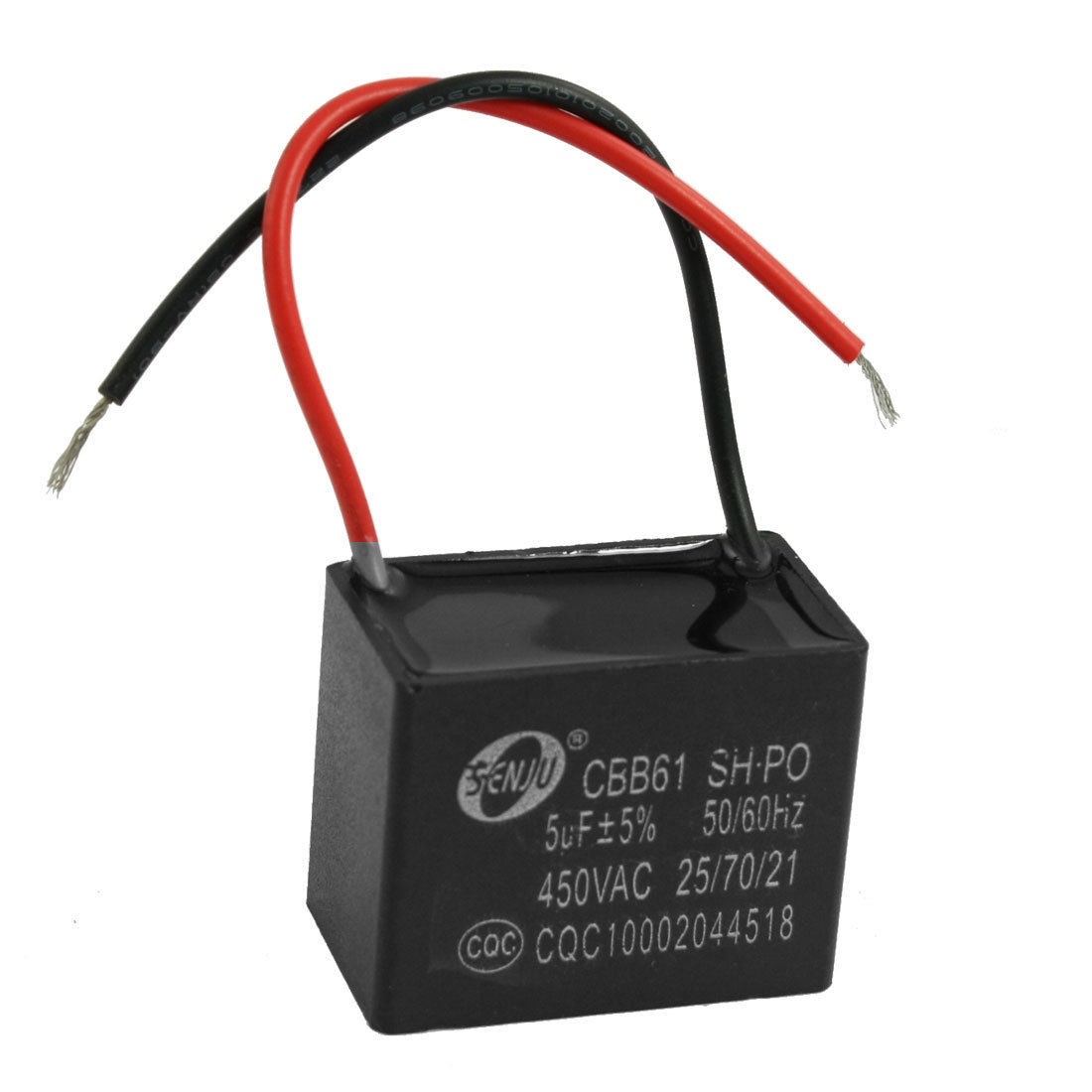 CBB61 SH 5uF 450V AC Wire Terminals Motor Run Capacitor