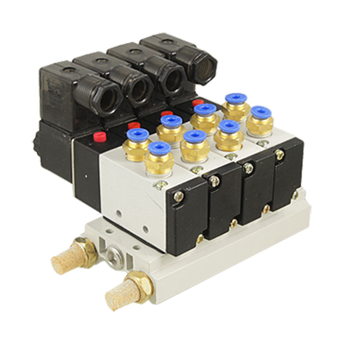 AC 110V 5 32" Quick Fitting 2 Position 4 Solenoid Valve w Base Muffler